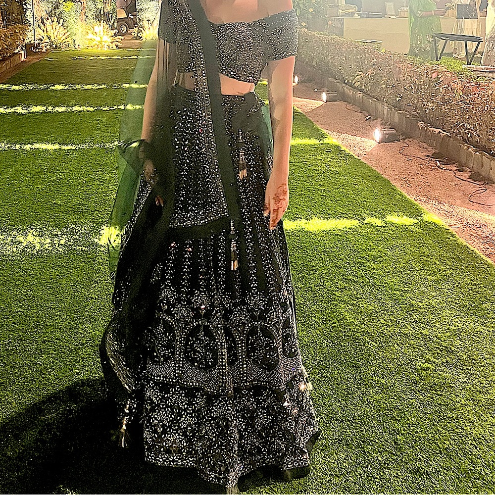 Elegant Embellished Black Bridal Lehenga